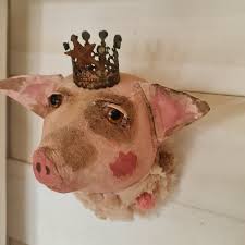 Handmade Faux Taxidermy Little Pigs Head Made U...