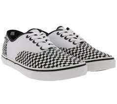 Coated fabric, logo, solid color, laces, round toeline, flat, fabric inner, rubber cleated sole. Mtng Sneaker Karierte Herren Low Top Skater Schuhe Schwarz Weiss