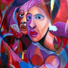 Out Of The Box Woman With Large White Ti, Painting by Joyce Owens