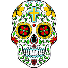Une tête de mort mexicaine super colorée! Stickers Et Autocollant Tete De Mort Mexicaine