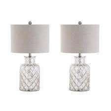 Alvord 24 5 Led Glass Table Lamp Mercury Silver Set Of 2 Walmart Com Table Lamp Sets Glass Lamp Base Mercury Glass Lamp