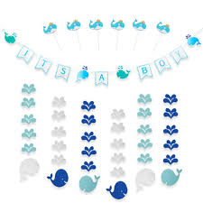 Codohi It S A Boy Whale Banners 6 Packs Garlands 6 Packs Cake Toppers For