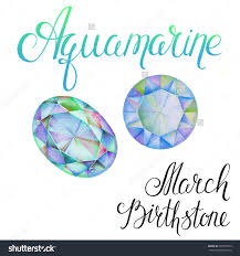 March Birthstone Aquamarine Isolated On White Background Close Up Illustration Of Gems Drawn By Hand With Colore Gem Drawing March Birth Stone Crystal Drawing