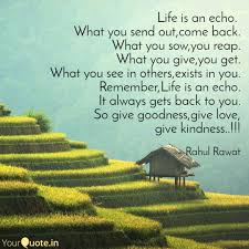 The quote then extends itself by reaching where can i apply this in my life? Life Is An Echo What Yo Quotes Writings By Rahul Rawat Yourquote