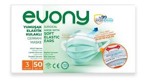 Evony Cerrahi Maske Yumusak Lastikli 50 Adet 3 Katli Marketpaketi