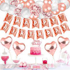 Before we start to break our heads to know which elements or which decoration is the most appropriate for a birthday. Buy Ktduo Rose Gold Birthday Decorations Kit For Women Girls Baby Mom Grandma Adults Of All Ages Decor Set Includes Happy Birthday Banner Cake Topper Confetti Balloons Other