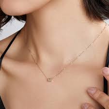 Sterling silver sideways initial necklace. Luxury 14k Gold Necklaces For Women Real Yellow Gold Chain Round Circle Zircon Pendant Necklace Party Wedding Fine Jewelry Gifts Chain Necklaces Aliexpress