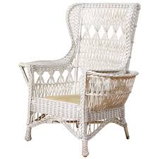 Antique American Wicker Wing Chair With Magazine Pocket Vintage Wicker Furniture Wicker Furniture Antique Wicker