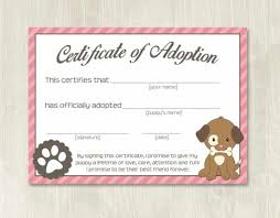 Pet Adoption Certificate Template Fake Adoption Papers For Fun Child Adoption Certific Pet Adoption Certificate Adoption Certificate Dog Adoption Certificate