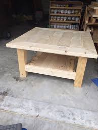 We proceeded to the miter saw and cut the wood boards. Square Coffee Table W Planked Top Free Diy Plans