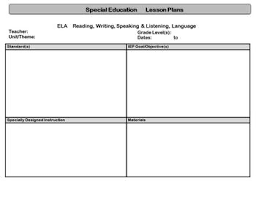 Weekly Standards Based Lesson Plan Template Specifically Designed For Special Educ Special Education Lesson Plans Education Lesson Plans Lesson Plan Templates