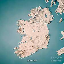 Topographic map of ireland (i.redd.it). Republic Of Ireland Country 3d Render Topographic Map Neutral Digital Art By Frank Ramspott