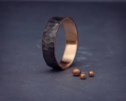 Black And Rose Gold Mens Wedding Band Sale Black 14k Rose Gold Men 39 S Wedding Ring Handmade 14k Solid Rose Gold Rough Faceted Men Mens Rose Gold Wedding Ring Mens Wedding Bands 14k Gold Band