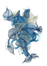 Original Black And Blue White And Gold Original Abstract Art Blue Hues Black White Gold Ink Pen And Gold Leaf On Cream Watercolour Artboard
