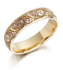 Celtic Wedding Ring Mens Gold Celtic Spiral Triskel Irish Wedding Band Celtic Wedding Rings Mens Wedding Rings Irish Wedding Rings
