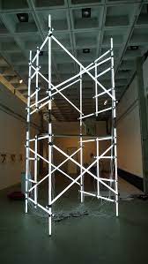 Neon Scaffolding Light Art Installation Scaffolding Design Light And Space