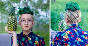 We think he pretty much nailed it. This Guy Lost A Bet And Ended Up With A One Of A Kind Pineapple Haircut