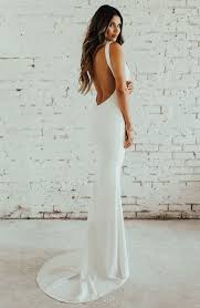 Trumpet Wedding Dress With Low Back Simple Bridal Gown With Plunging Back Perfect Gown White Bridal Shower Dress Modern Wedding Dress Pretty Wedding Dresses