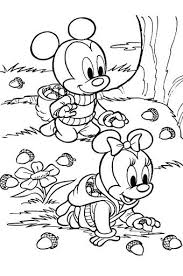 Coloring Sheets Of Baby Mickey Mouse Baby Mickey And Baby Minnie Picking Acorns Free Coloring P Fall Coloring Pages Disney Coloring Pages Baby Coloring Pages