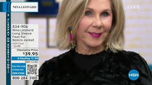 Nina Leonard Long Sleeve Faux Fur Chevron Bolero Jacket