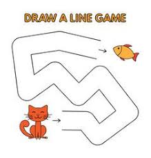 Cartoon Cat Draw A Line Game For Kids Vector Image On Vectorstock Mazes For Kids Drawing Games For Kids Games For Kids