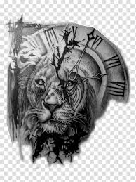 Black And White Lion Tattoo 14 Black And White Lion Tattoo Designs Ideas In 2020 Clock Tattoo Lion Tattoo Design Lion Tattoo