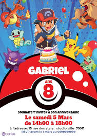 Invitation Anniversaire Pokemon Pokeball Avec Sacha Et Des Creatures P En 2020 Invitation Anniversaire Invitation Anniversaire Gratuite Invitation Anniversaire Garcon