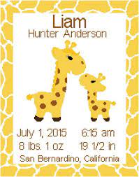 A is for ark (kit) (counted cross stitch kit) product no: Giraffe Jungle Birth Record Announcement Wall Art Cross Etsy Sortie De Bain Bebe Broderie Bain Bebe