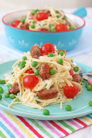 Quick Sausage Spaghetti For Kids My Fussy Eater Easy Kids Recipes Recipe Pasta Recipes For Kids Kids Meals Easy Pasta Recipes Quick