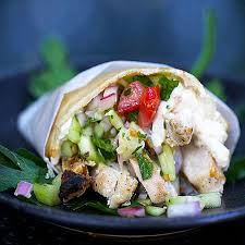 Spicy Chicken Shawarma With Chopped Salad And Lemony Tahini Sauce Recipe Spicy Grilled Chicken Chicken Shawarma Recipes
