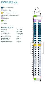 klm royal dutch airlines embraer erj 190 aircraft seating