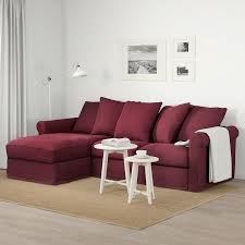 Gronlid Sofa With Chaise Ljungen Dark Red Ikea Ikea Sofa Sofa Red Sofa