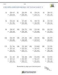 money addition worksheet collection 4th grade