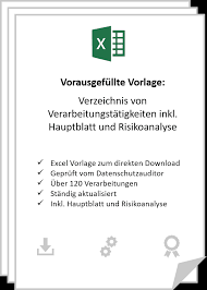 Die ausführliche anleitung unterstützt dabei schritt für schritt. Vorausgefulltes Verzeichnis Von Verarbeitungstatigkeiten Gem Art 30 Dsgvo Inkl Hauptblatt Und Risikoanalyse In Excel Dsgvo Vorlagen Shop