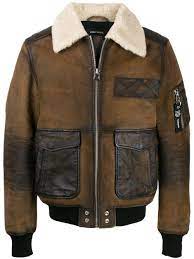 Diesel Aviator Jacket In Crust Leather Farfetch Aviator Jackets Jackets Aviators Women