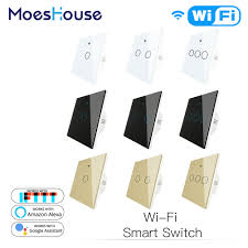 Wifi Smart Wall Touch Light Switch Smart Life Tuya Wireless Remote Control Work With Alexa Google Home White Black Gold Smart Home Control Aliexpress