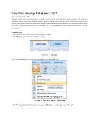 Cara membuat amplop di word dengan mudah. Cara Print Amplop Pakai Word 2007