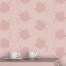 Floral Teapot Pink Wallpaper Pink Wallpaper Wallpaper Print Wallpaper