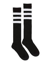 Black And White Striped Knee High Socks Your Halloween Look Will Be Set When You Wear The Black With White Stripe Knee High Socks Spirithalloween Striped Knee High Socks Knee High Socks Knee High