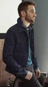Layer Up Your Look This Season By Pairing Our Classic Denim Jacket With A Teal Pullover And Tailored Slac Mens Outfits Winter Outfits Men Formal Attire For Men