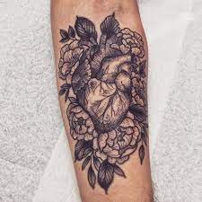 Realistic heart with flowers tattoo. 45 Beautiful Anatomical Heart Tattoo Designs The Art Of Biological Realism