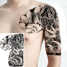 Maori tattoo art is very beautiful, consisting of curved shapes and spirals in intricate patterns. Bahu Dan Dada Berjemur Totem Dragon Tahan Air Stiker Tato Keren Harajuku Tengkorak Emas Tato Dan Tubuh Seni Tato Besar Hitam Sementara Tato Aliexpress