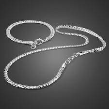 Fashion Boy Silver Necklace Bracelet Set 925 Sterling Silver Necklace Horse Whip Design Silver Chain Solid Silver Chain Bijoux Jewelry Sets Aliexpress