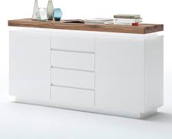 Die front ist aus massiver kerneiche gefertigt. Sideboard Romina Matt Weiss Und Eiche Massiv 150 Cm
