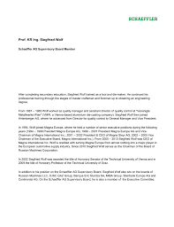 He is chairman of the b. Prof Kr Ing Siegfried Wolf