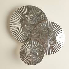 Pleated Discs Wall Decor Set Of 3 Evoking The Look Of Found Objects With A Modern Industrial Edge These Decorat Wall Decor Set Silver Wall Decor Wall Decor