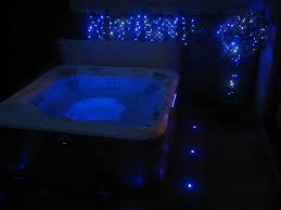Blue Icicle Fairy Lights Draped Around A Hottub Hot Tub Landscaping Bathtub Lighting Hot Tub