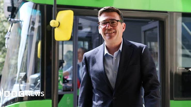 Andy Burnham says £2 bus fare cap in England being paid for by  're-prioritising' money - BBC News