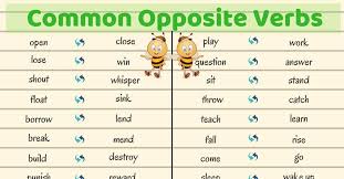 Common Opposite Verbs In English Eslbuzz Learning English English Verbs English Phrases Verb Examples