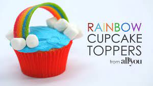 Boho rainbow cupcake toppers set of 12 rainbow clouds | etsy. How To Make Too Cute Rainbow Cupcake Toppers Myrecipes Youtube
